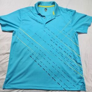 PGA Tour Pro Series Mens XL AqauBlue Geometric Golf Polo ShortSleeve SideSlits